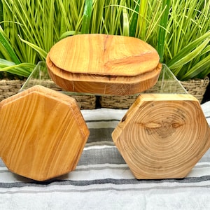 Solid Wood Risers Handmade Cypress Wood Display Stand Wood Pedestal Wood Tray Wood Trivet Wooden Risers Rustic Risers Natural Wood Risers