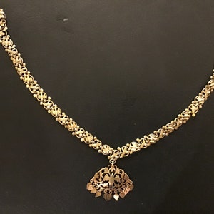 Sri Lankan Vintage Silver Gold Plated Necklace