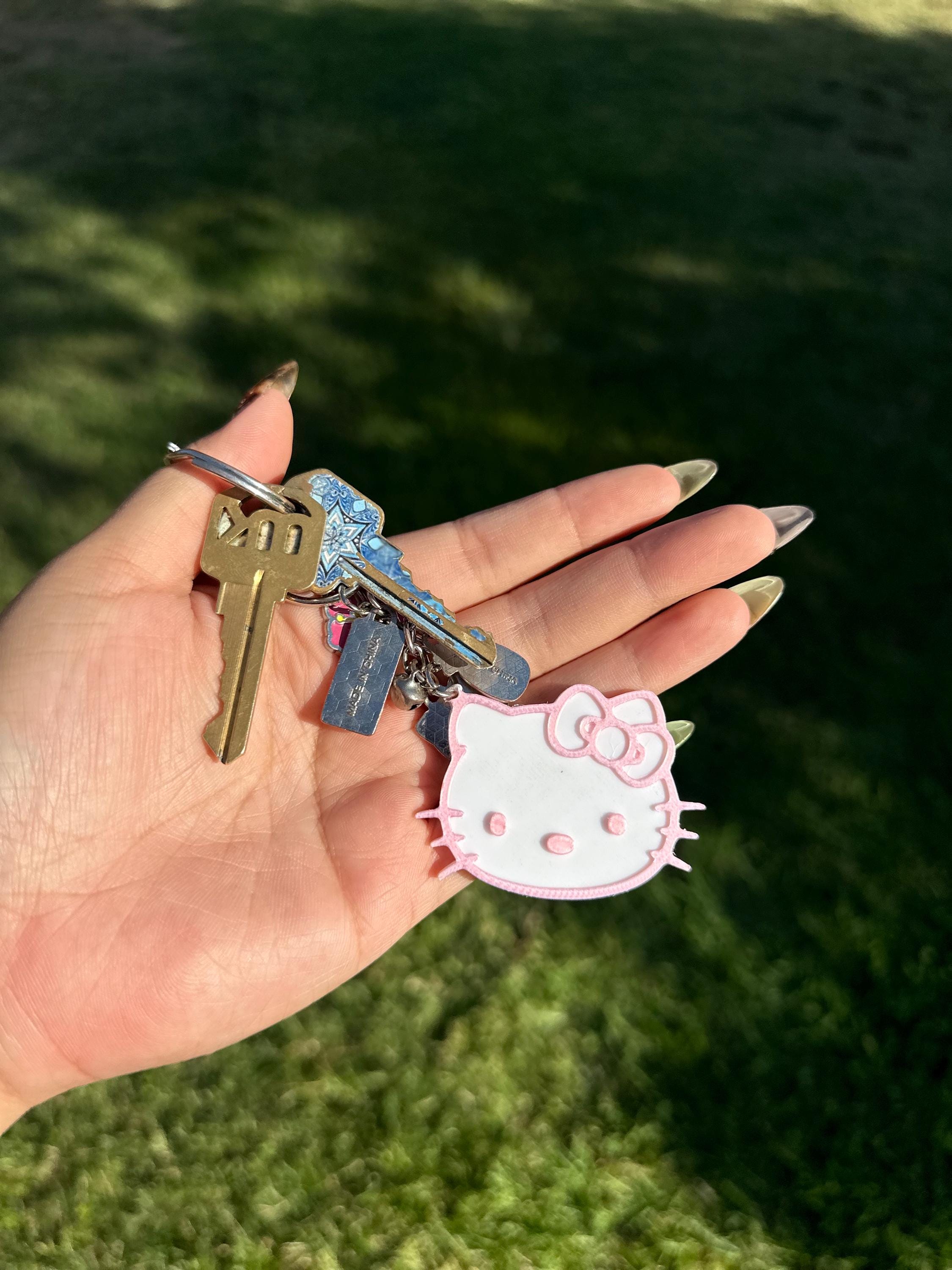 Hello Kitty Keychain 3D Printed Hello Kitty Face Keychain Multiple ...