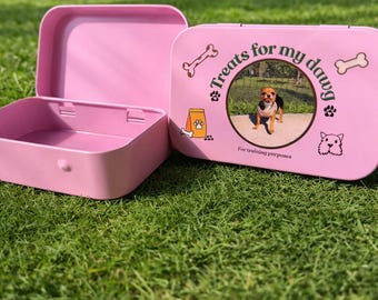 Custom Dog Treat Tin | Personalized Pet Training Container | UV Printed Metal Box