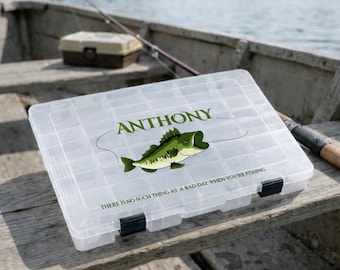 Fishing Tackle Box for Him, Fisherman Father's Day Gifts, Personalized Transparent Storage Organizer Boxes