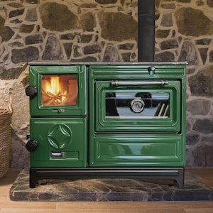 The Casting Fire Green Cast Iron Stove Burning Fireplace Wood Stove