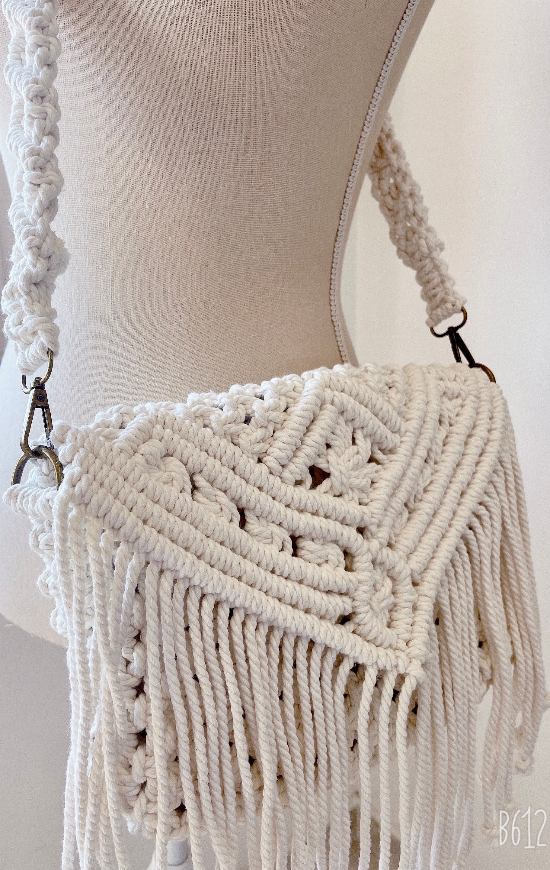 Macramé Bag Beige Macramé Bag, Organic Cotton, Boho, Chic 