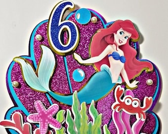 Mermaid Cake Topper, Mermaid Party Decorations, Mermaid Cake Topper Birthday, Under The Sea Party, Ariel Little Mermaid, Mermaid Theme