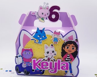 Gabby Dollhouse party favor box, Gabby Dollhouse Birthday party decor, Gabby Dollhouse gable box, Gabby Dollhouse party supplies