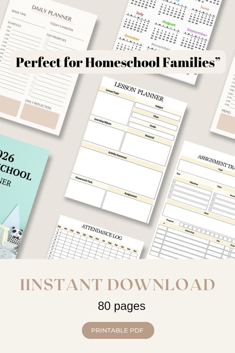 2026 Homeschool Planner Printable | Complete Organizer (digital PDF) - Etsy