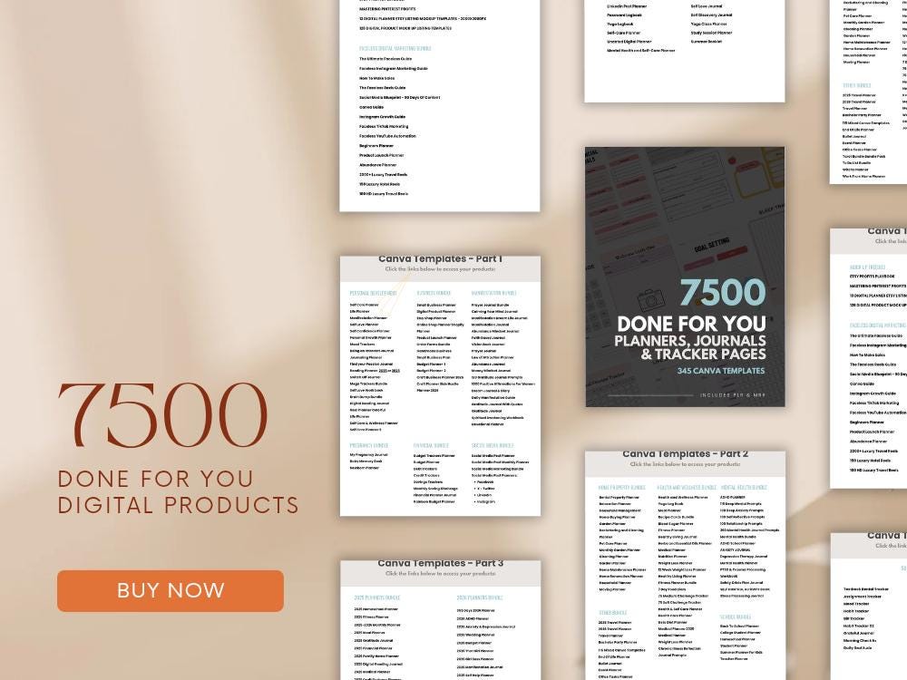 7500 Canva Planner Templates Bundle | Done for You PLR MRR Digital ...
