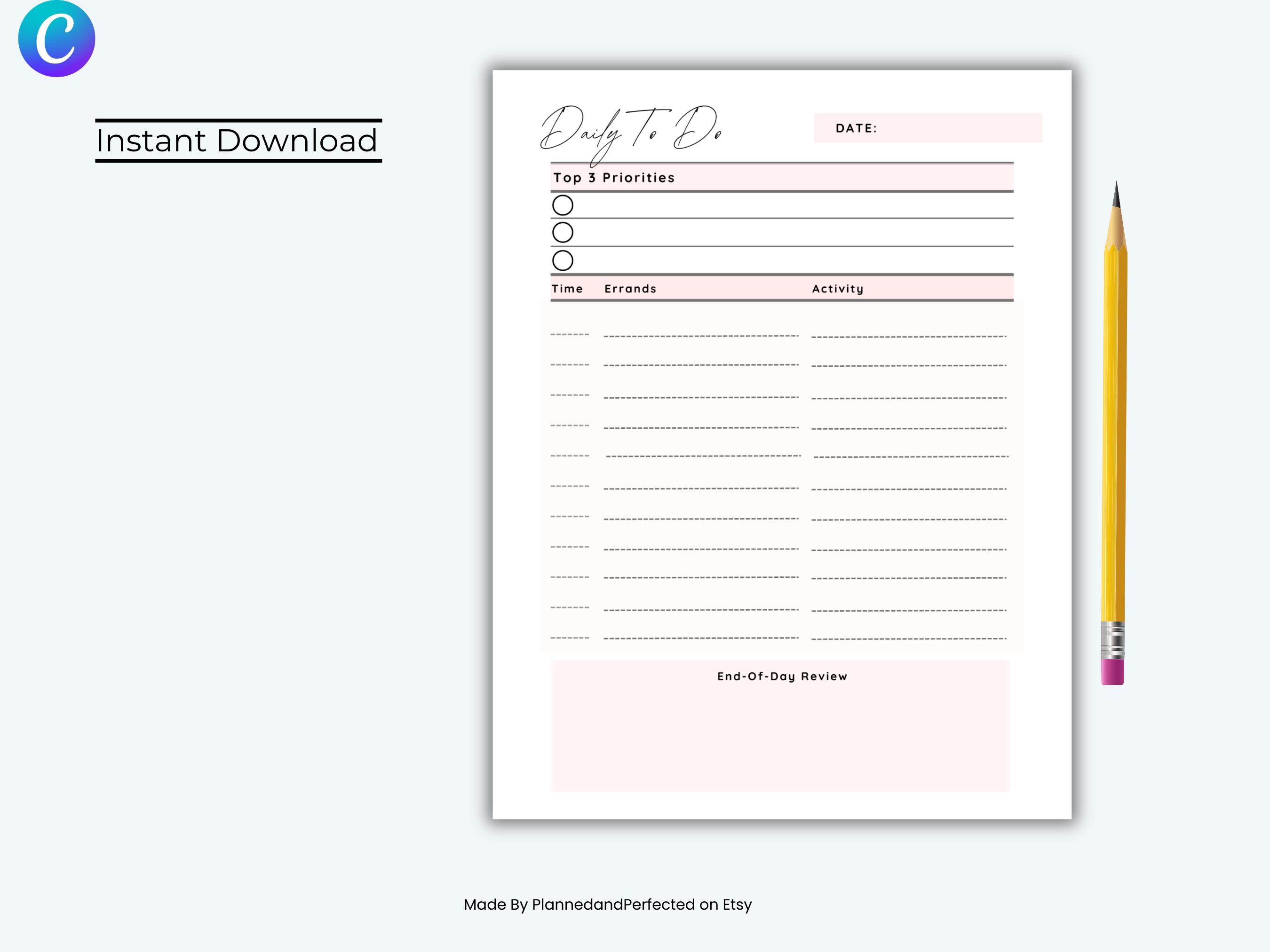 Everyday To-do List – Printable Bundle | Planner Pages | Productivity ...