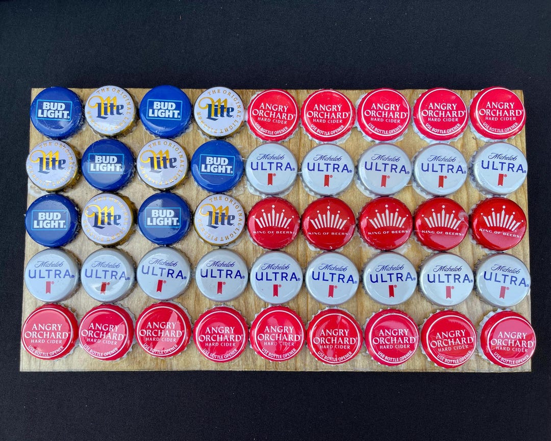 American Flag Bottle Cap Wood Sign - Etsy