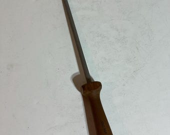 Vintage Chicago Cutlery Honing Steel: Walnut Handle, 14.25" Made in USA