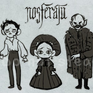 Feuille d'autocollants Nosferatu | Stickers illustration encre chibi mat