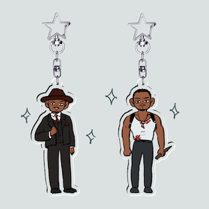 Smoke & Stack Matching Keychains Sinners 2025 | Chibi Illustration Fanart Charm Merch | Movie Lovers Vampires Ryan Coogler Michael B Jordan