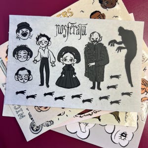 Nosferatu Sticker Sheet | Matte Chibi Ink Illustration Stickers