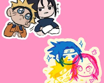 N4RUS4SU & Primary Colors Silly Doodle Vinyl Sticker | Cute Sticker for Laptop Kiss-Cut Decal | Anime Manga