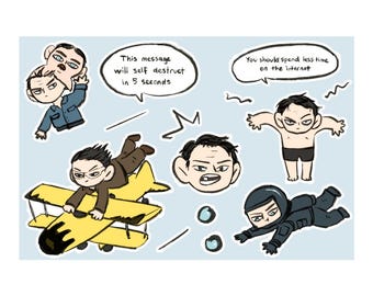 Hoja de pegatinas de Misión Imposible n.° 1 de Ethan Hunt en Misión / Pegatinas chibi para amantes del cine