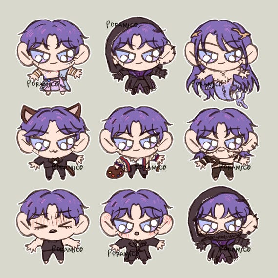 Rafayel Sticker Set: Chibi Ink Illustrations - Love and Deepspace