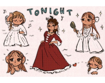 PinkPantheress Tonight Sticker Sheet | Chibi Ink Illustrations Cute Music Merch Y2K