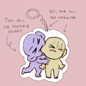 Custom Love Bite Chibi Couple Commission + sleutelhanger sticker//cute YCH jouw personage hier DnD OC anime fanart harige anthro illustratie