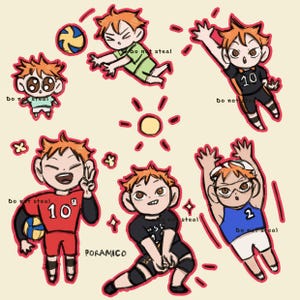 Hinata Shouyo Sticker Sheet | Haikyuu Merch HQ!! Anime Manga Chibi Stickers Karasuno MSBY