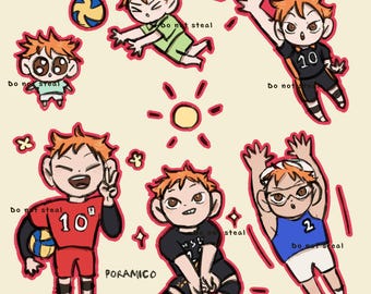 Hinata Shouyo Sticker Sheet | Haikyuu Merch HQ!! Anime Manga Chibi Stickers Karasuno MSBY