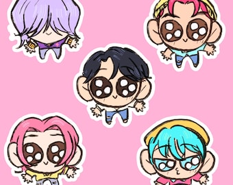 Saja Boys Vinyl Sticker Set | Chibi Ink Illustrations Cute Music | Kpop Demon Hunters Fanart Merch