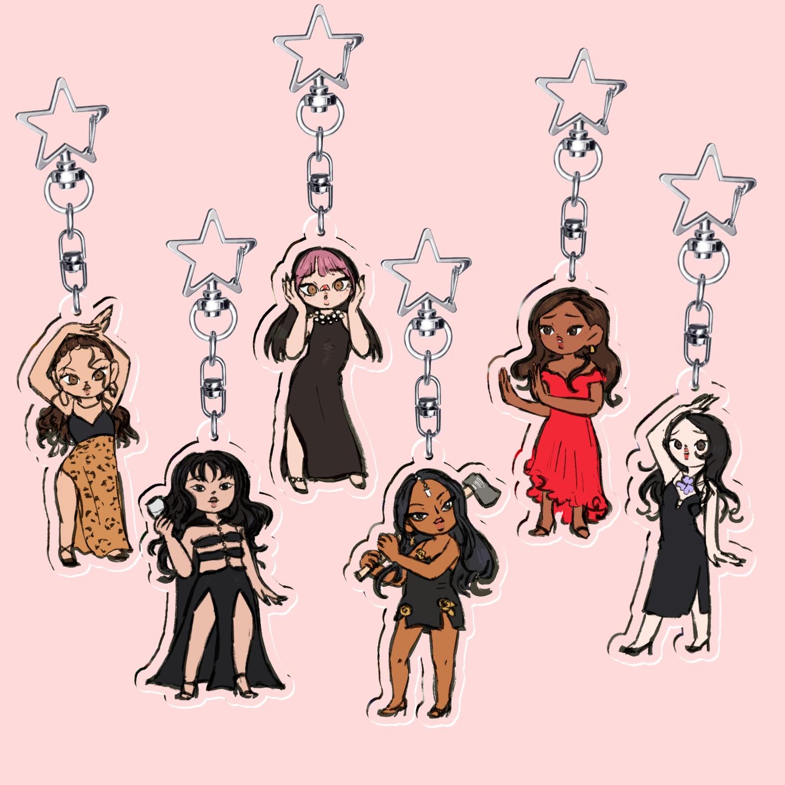 Katseye Gabriela Keychains | Chibi Illustration Cute Kpop Girl Group Music Merch Y2K Telenovela Sophia Lara Manon Megan Daniela Yoochae