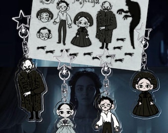 Juego de llaveros del Conde Orlok, Ellen y Thomas Hutter / Hoja de pegatinas en blanco y negro del vampiro Nosferatu