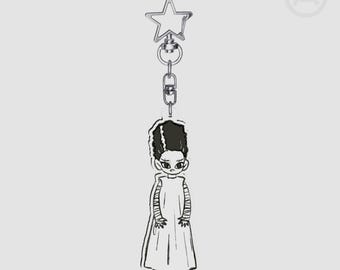 Llavero chibi de La novia de Frankenstein / Regalo para amantes del cine clásico