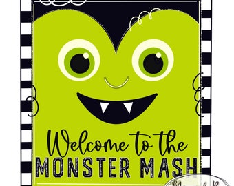 TEMPLATE: Monster Mash Door Hanger Template; Halloween Door Hanger Template; Halloween Door Hanger; DIY Door Hanger