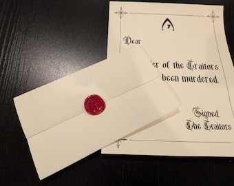 Trousse de lettres pour meurtre de traîtres