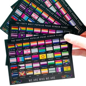 Karten Gender Flaggen LGBTQ 8 Stück Postkarten A6 Pride Gay Flagge Flags Rainbow CSD Geschenk Liebe Festival Cards queer homo lesbian Sunje®