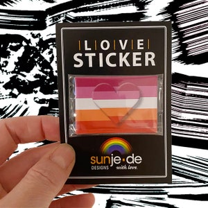 LESBIAN FLAG Herz 10 x Sticker Aufkleber Vinyl Format 50x35mm Gender Pride LGBTQ Pride Gay Flaggen csd Parade + 1 x Gender Postkarte Sunje®