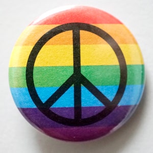5x Button Peace Frieden Symbol Regenbogen Anstecker Badge Pin plakette Abzeichen Nadel Emblem Accessoire pride rainbow + Gender postcard