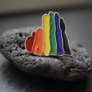 LGBTQ+ Herz Regenbogen Rainbow Queer Gay PIN für CSD Liebe Festival Flagge Pride Parade mit (Sticker & Karte) von Sunje®