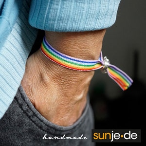 Tęczowa 2-częściowa bransoletka ze wstążką Peace CSD LGBTQI+ tęczowy prezent homo queer gejowski festiwal miłości duma Sunje®