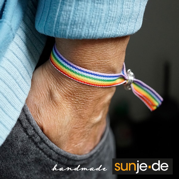 Rainbow 2 Stück Armband Bändchen Peace CSD LGBTQI+ Regenbogen Geschenk homo queer gay Liebe Festival Pride Sunje®