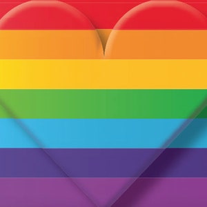 1 x genderkaart Sunje® + 10 x vinylsticker sticker regenboog PRIDE hartformaat 50 x 35 mm LGBTQ homovlag CSD cadeaufestival