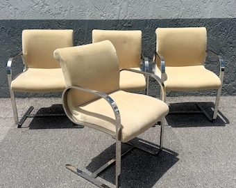 Mid Century Modern Miles Van Der Rohe Brno Style Cantilever Dining Chairs - Set of 4