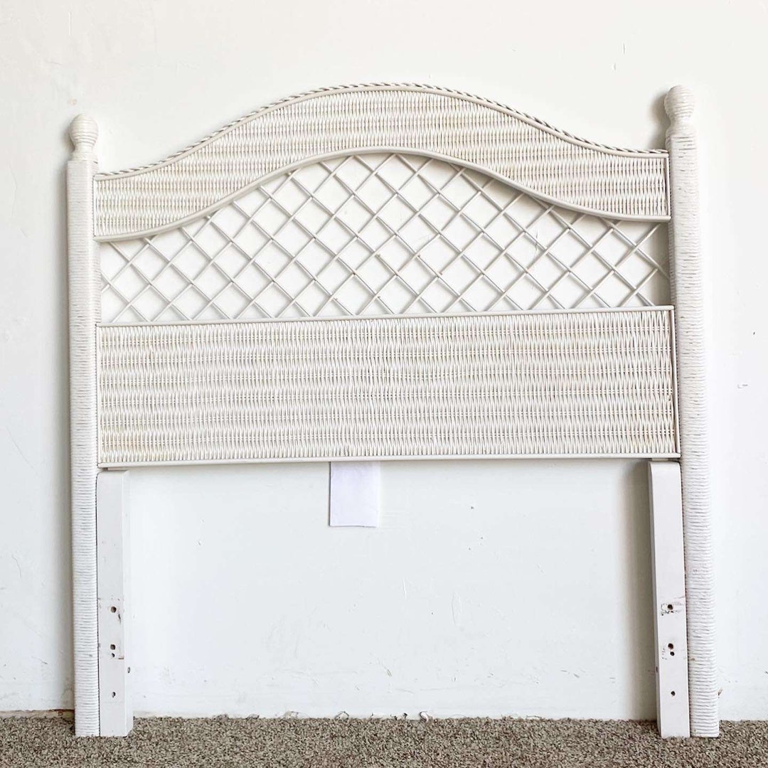 Boho Chic White Wicker Headboard by Henry Link - Etsy
