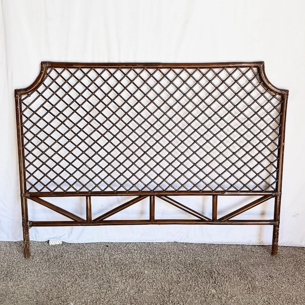 Vintage Boho Chic Rattan Queen Size Headboard
