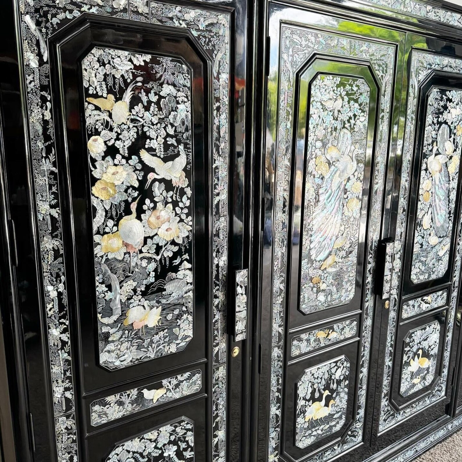 Korean Black Lacquered Mother of Pearl Inlaid Closet Armoire/closet - Etsy