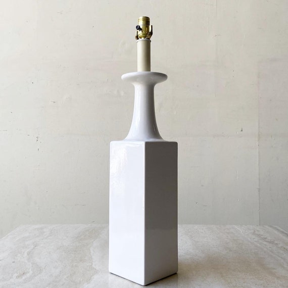 Mid Century Modern White Ceramic Table Lamp - Etsy