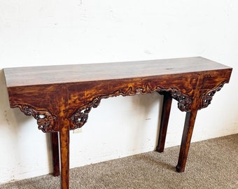 Chinoiserie Hand Carved Dragon Altar/Console Table