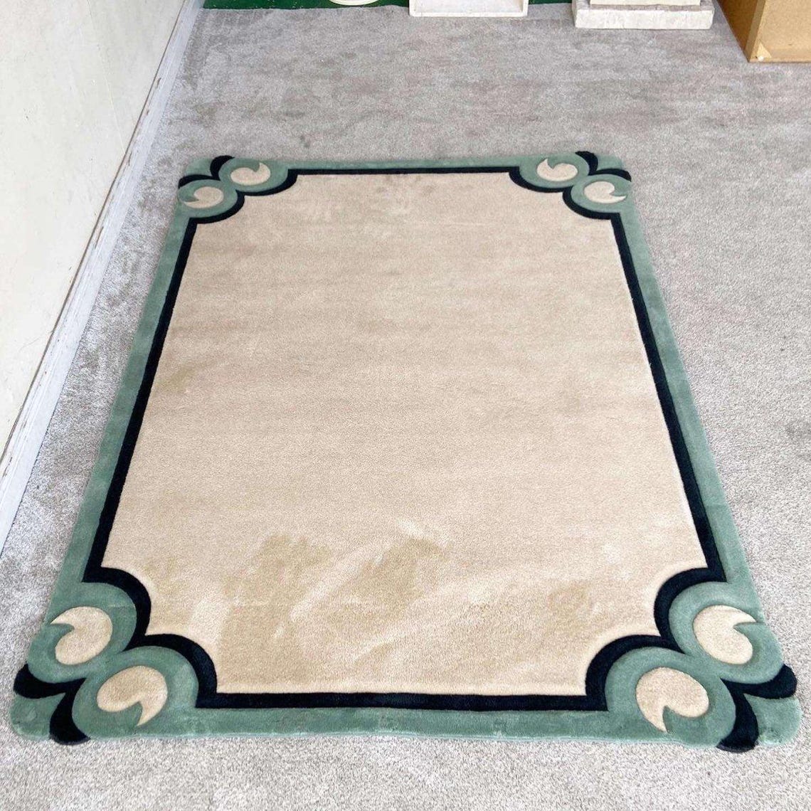 Postmodern Rug Postmodern Tan, Black and Green Rectangular Area Rug - Etsy