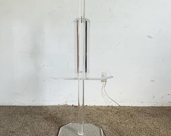 Mid Century Modern Octagonal Lucite Side Table/Floor Lamp