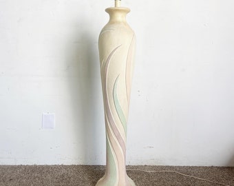 Postmodern Pink Green and Purple Swirl Textured Ceramic Floor Lamp