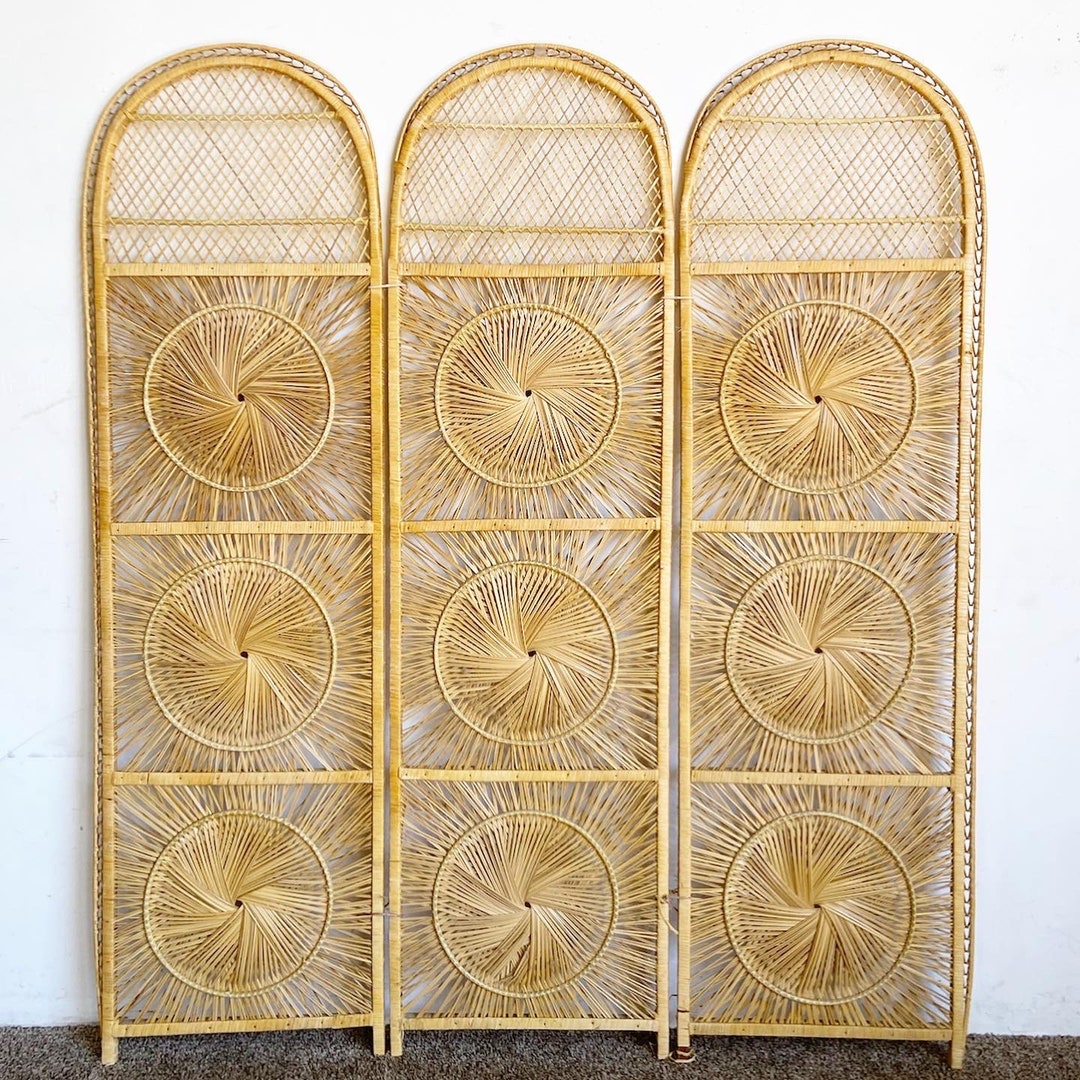 Boho Chic Starburst Wicker Rattan Room Divider/screen 3 - Etsy
