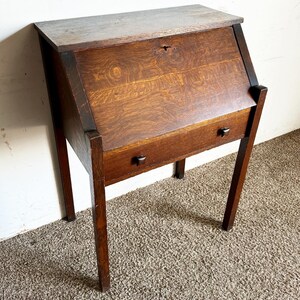 Antique Tiger Oak Secretary Desk by Danner