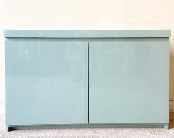 Postmodern Aqua Blue Lacquer Laminate Sideboard