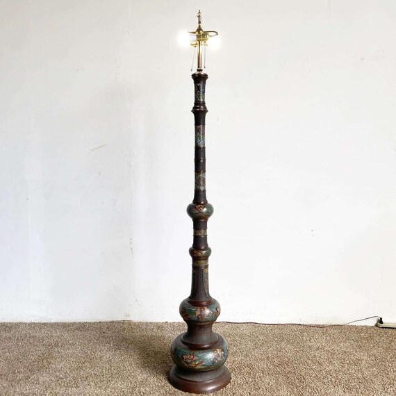 Antique Chinese Bronze Cloisonne Floor Lamp Lady Motif Etsy